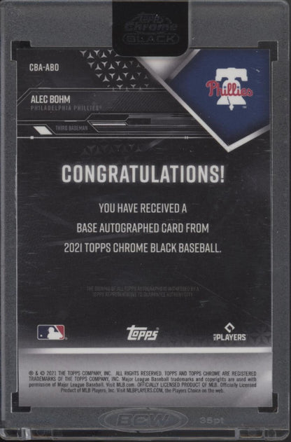 Alec Bohm 2021 Topps Chrome Black Gold Refractor RC Auto 46/50 #CBA-ABO