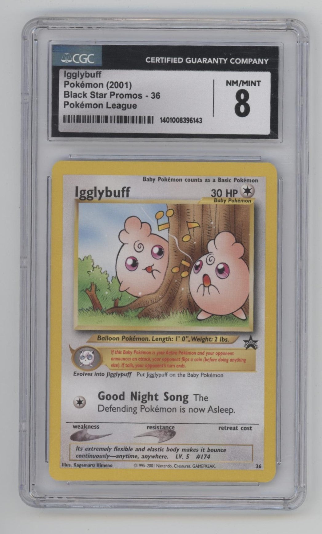 Illgybuff Pokemon League Black Star Promo #36 CGC 8