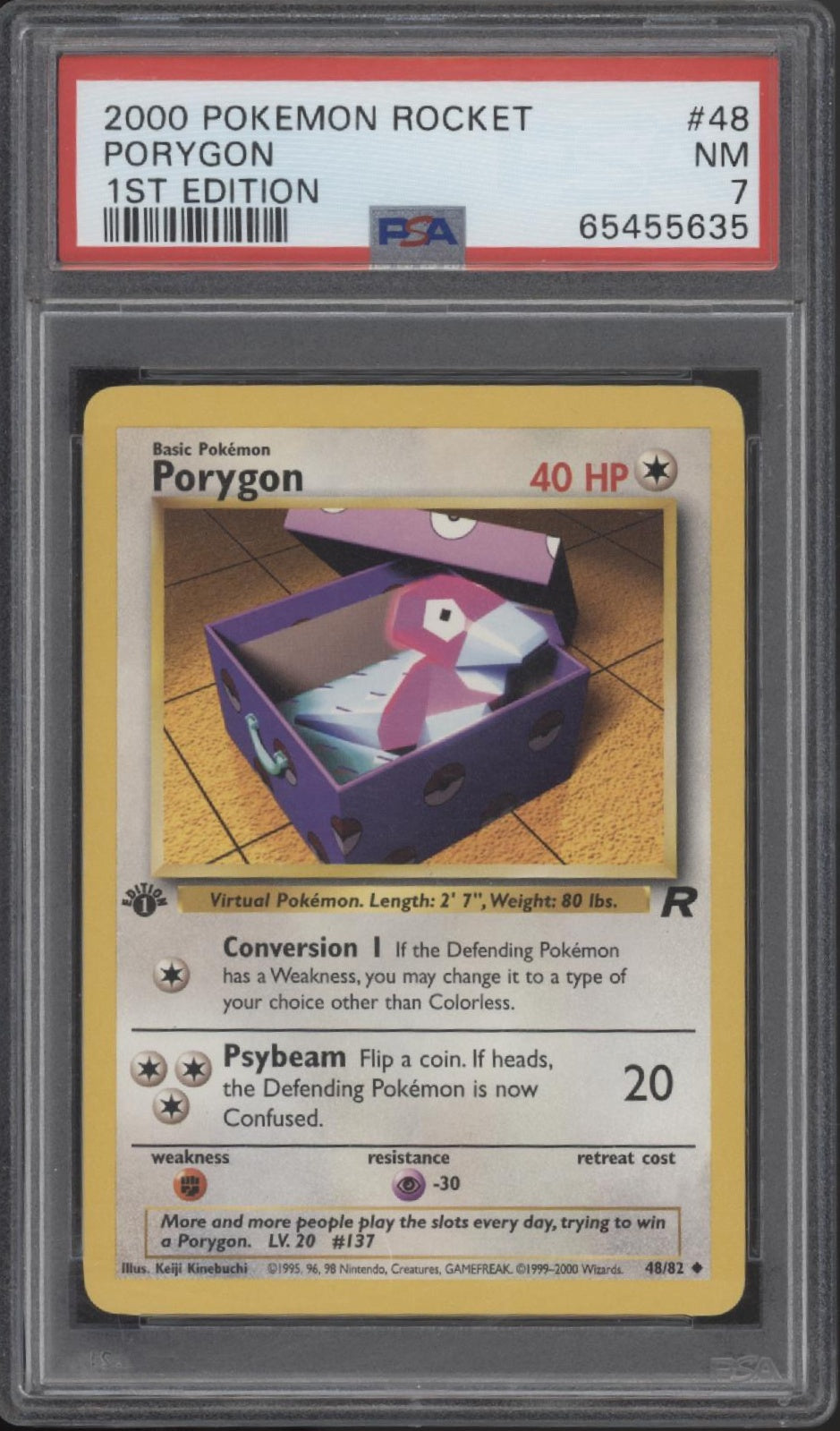 Porygon Pokemon Team Rocket 1st Edition #48 PSA 7
