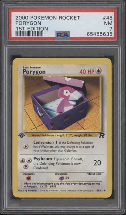 Porygon Pokemon Team Rocket 1st Edition #48 PSA 7
