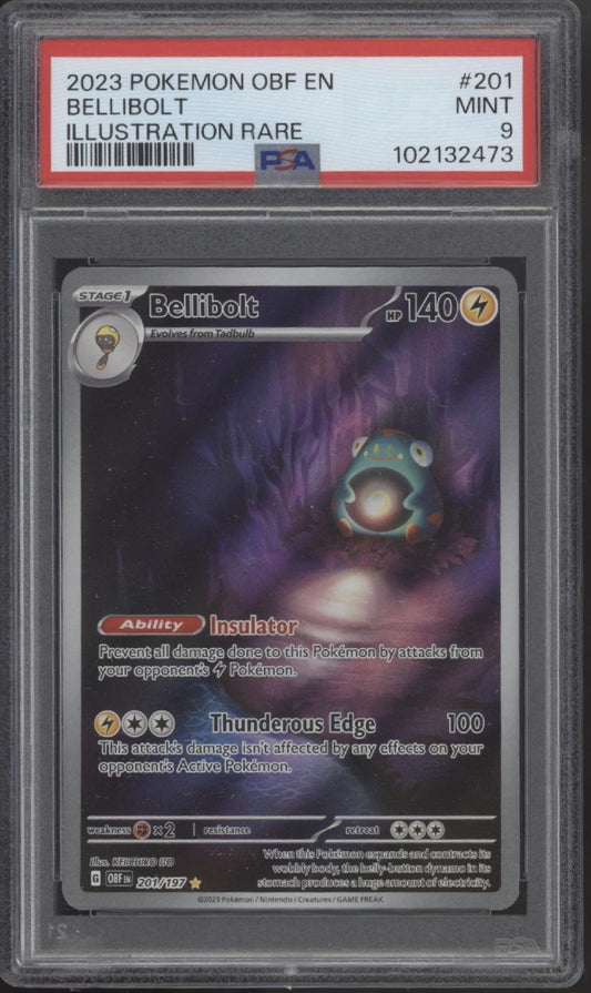 Bellibolt Pokemon Obsidian Flames Illustration Rare #201 PSA 9