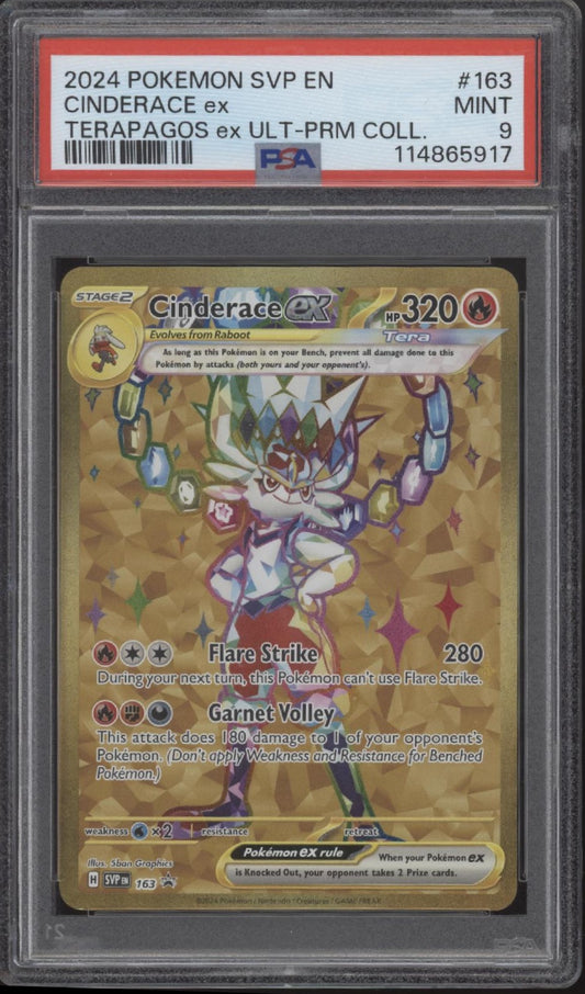Cinderace ex Pokemon Terapagos ex Ultra Premium Collection #163 PSA 9
