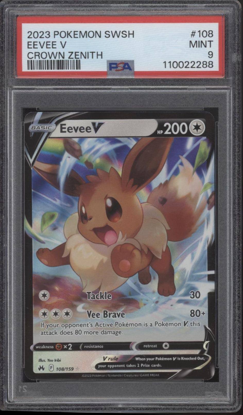 Eevee V Pokemon Crown Zenith #108 PSA 9