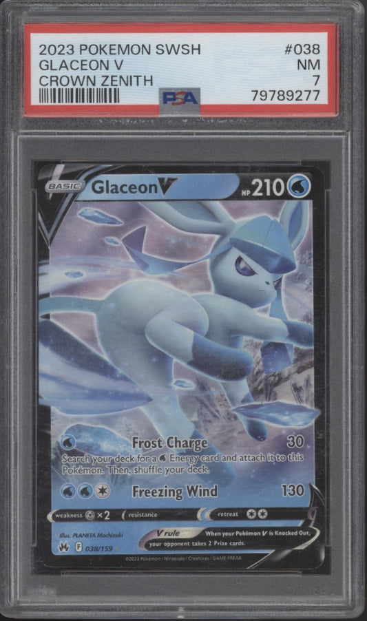 Glaceon V Pokemon Crown Zenith #038 PSA 7