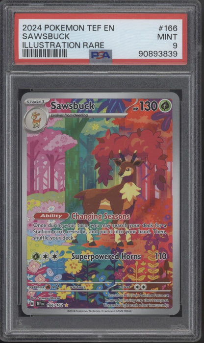 Sawsbuck Pokemon Temporal Forces Illustration Rare #166 PSA 9
