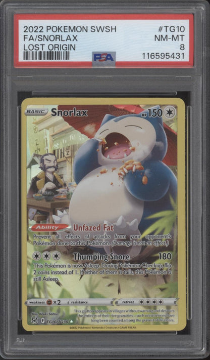 Snorlax Pokemon Lost Origin Full Art #TG10 PSA 8