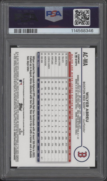 Wilyer Abreu 2024 Topps Chrome Update Red Refractor RC Auto #AC-WA PSA 10