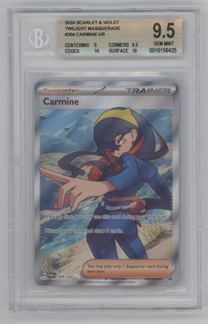 Carmine Pokemon Twilight Masquerade #204 Beckett 9.5