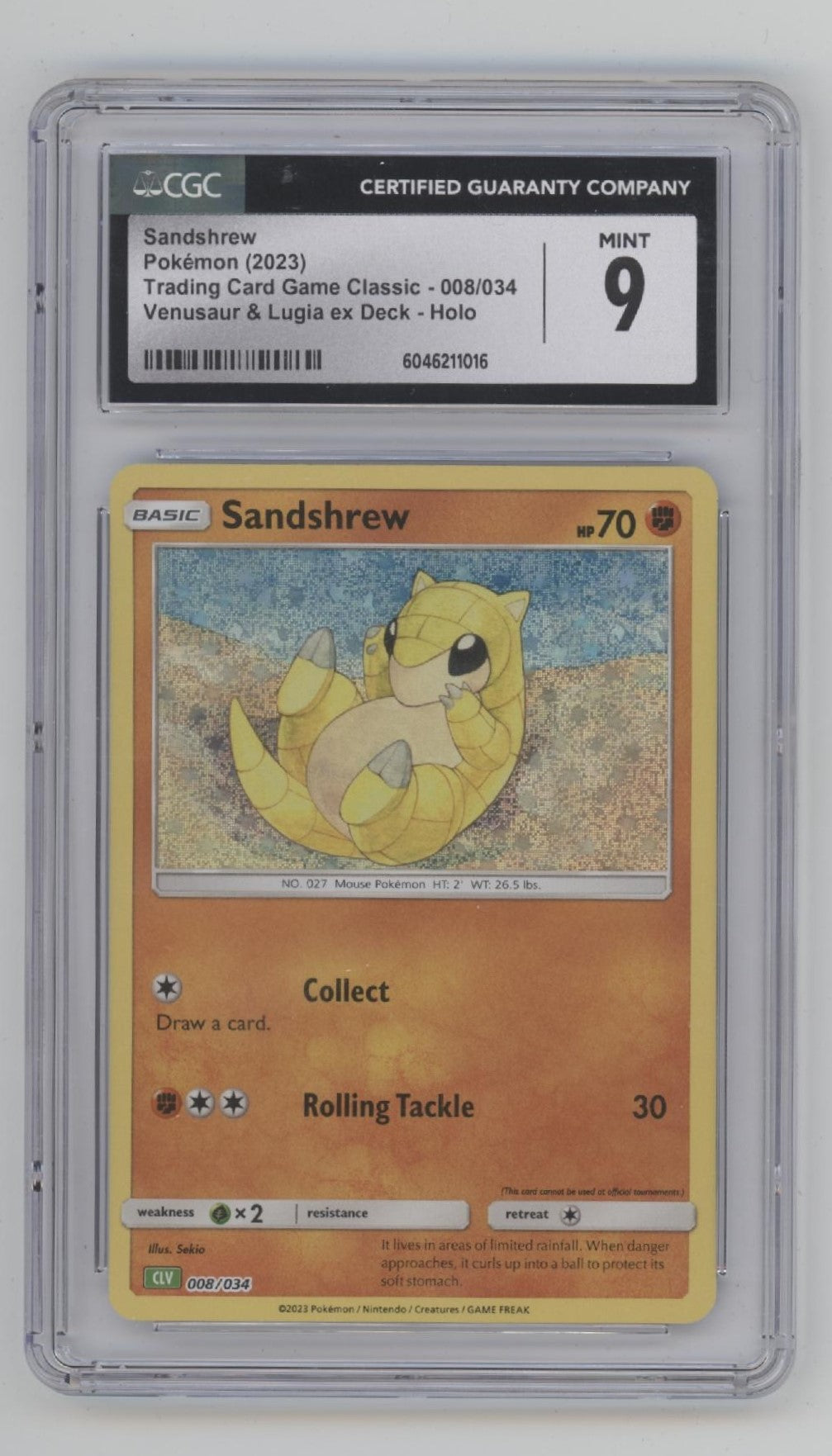 Sandshrew Pokemon Venusaur & Lugia ex Deck Holo #008 CGC 9