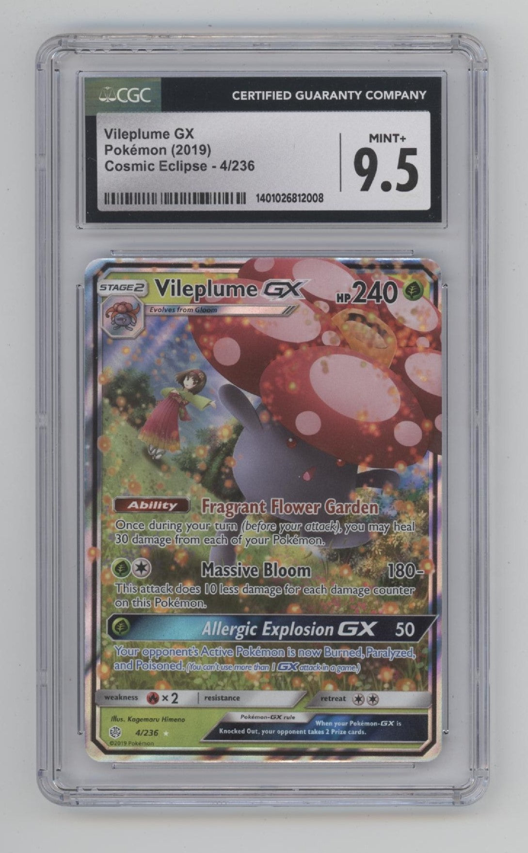 Vileplume GX Pokemon Cosmic Eclipse #4 CGC 9.5