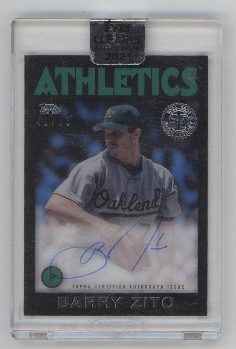 Barry Zito 2021 Topps Clearly Authentic Auto 49/75 #86TBA-BZ