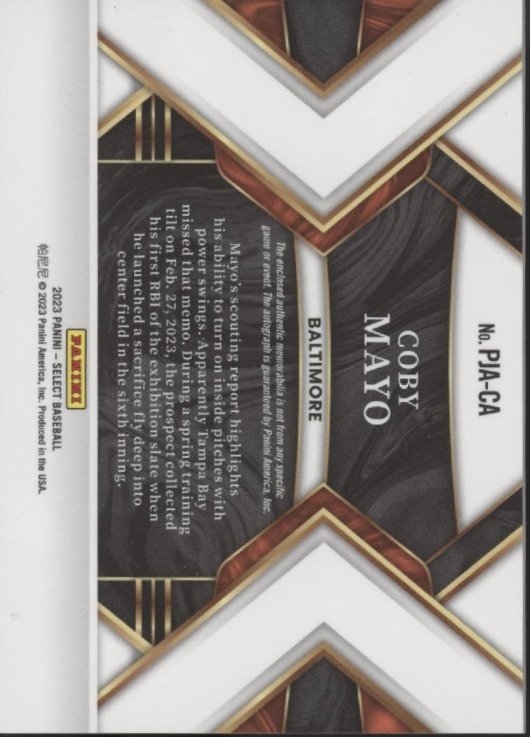 Coby Mayo 2023 Panini Select Swatch RC Auto #PJA-CA