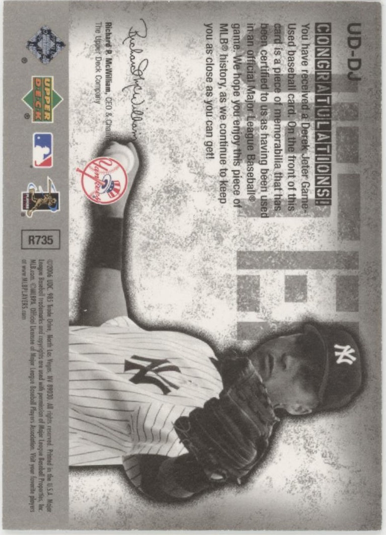 Derek Jeter 2006 Upper Deck Game Materials Swatch #UD-DJ