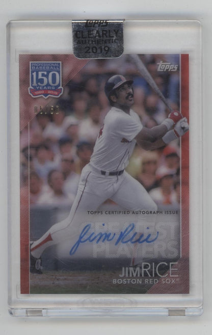Jim Rice 2019 Topps Clearly Authentic 150 Years Red Auto 05/50 #YBP-JE