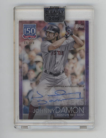 Johnny Damon 2019 Topps Clearly Authentic 150 Years Purple Auto 06/10 #YBP-JO