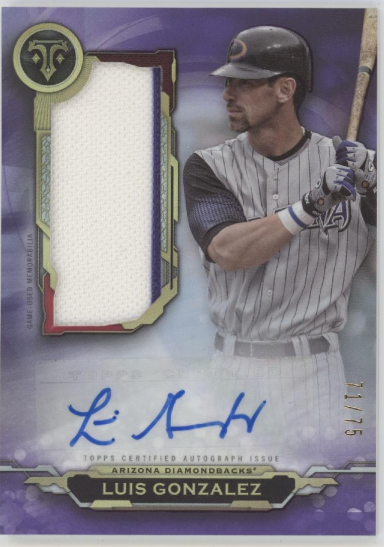 Luis Gonzalez 2019 Topps Triple Threads Purple Swatch Auto 71/75 #AUJR-LG