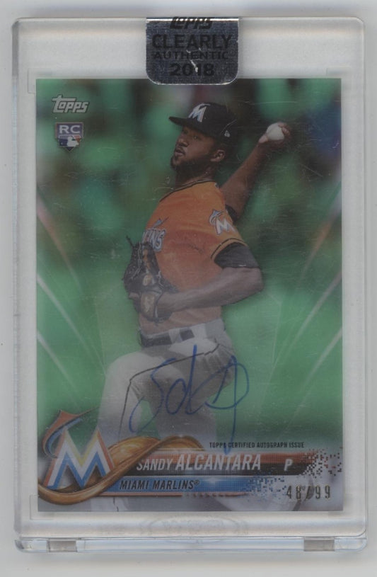 Sandy Alcantara 2018 Topps Clearly Authentic Green RC Auto 48/99 #CAA-SA