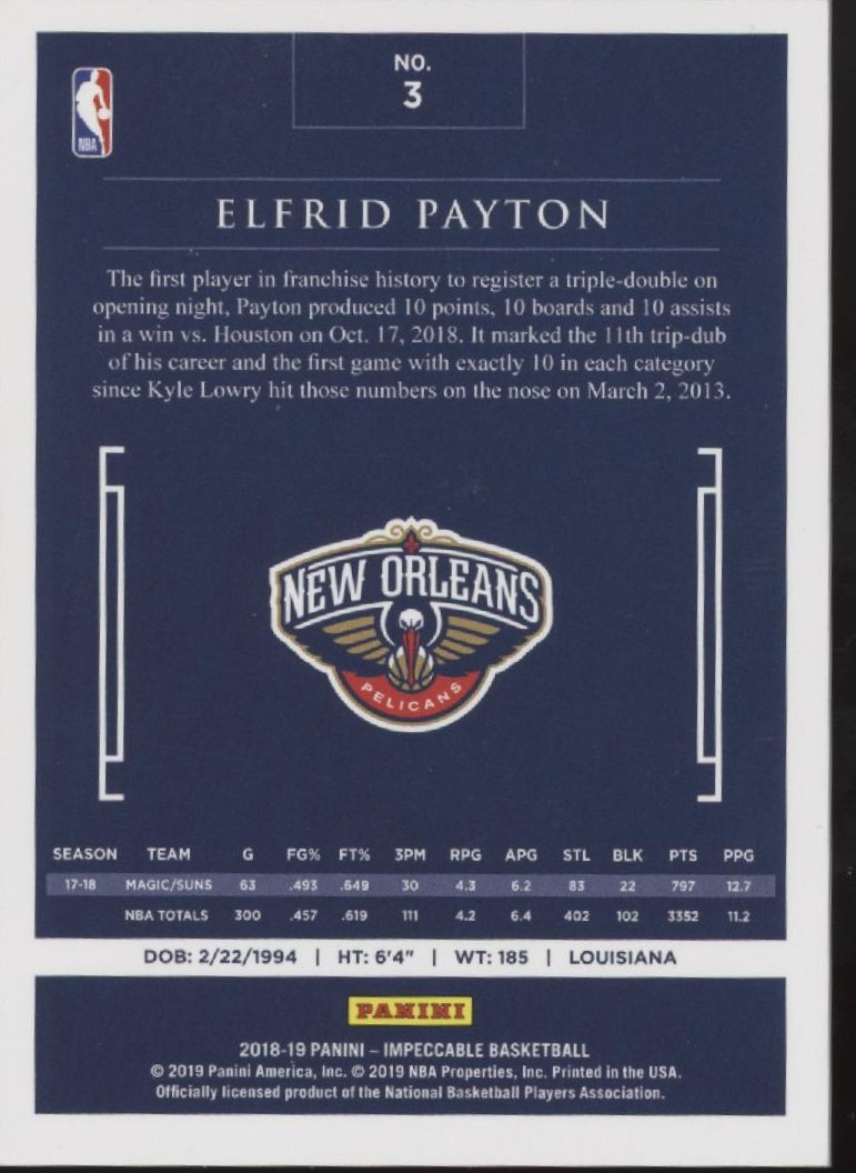 Elfrid Payton 2018-19 Panini Impeccable 13/25 #3