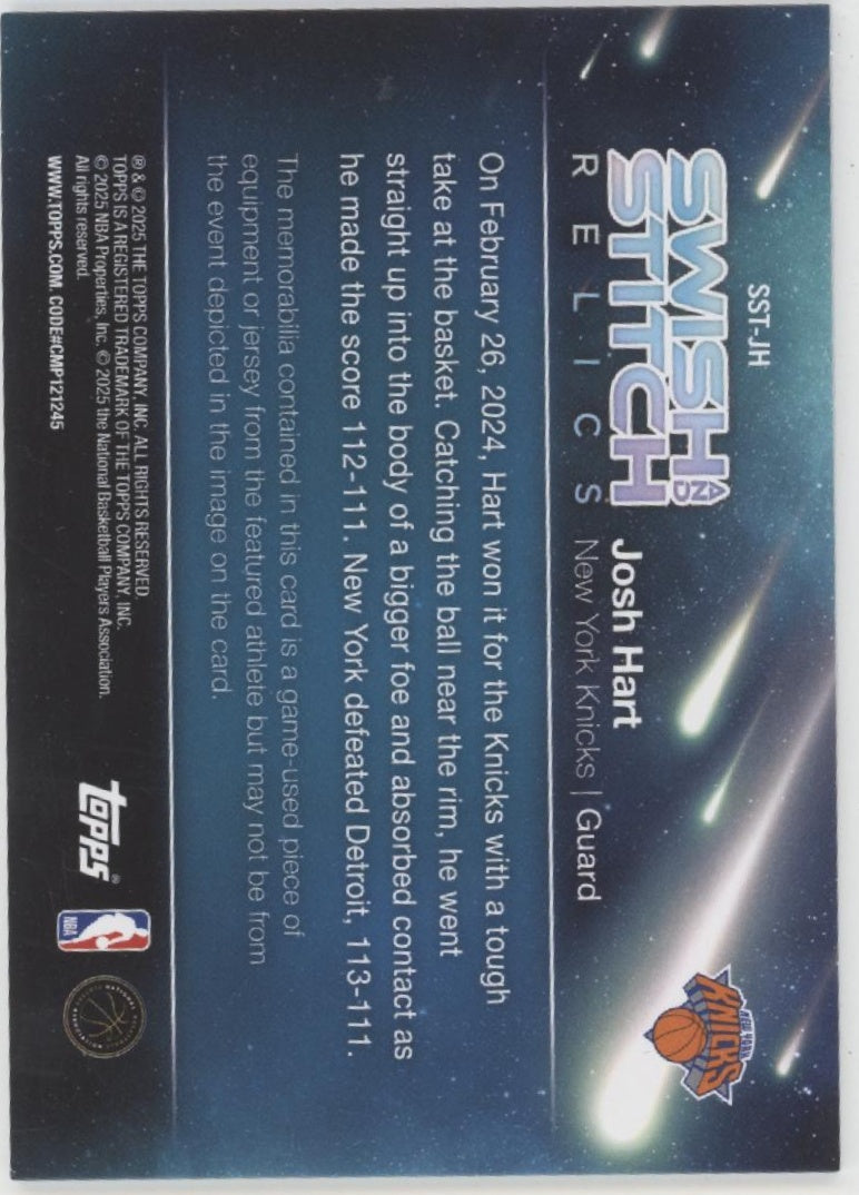 Josh Hart 2025-26 Topps Swish & Stitch Swatch #SST-JH