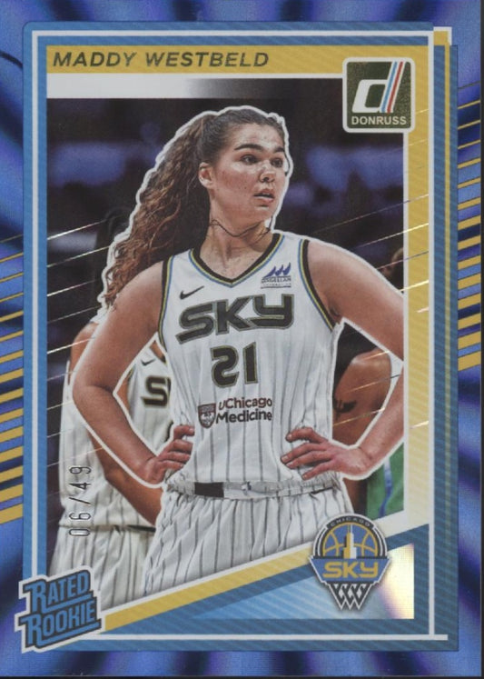 Maddy Westbeld 2025 Panini WNBA Donruss Blue Laser Rated Rookie RC 06/49