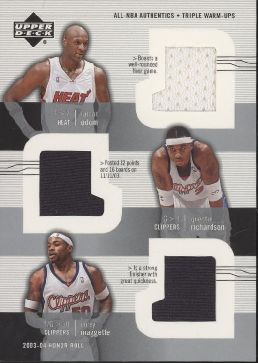 Odom / Richardson / Maggette 2004-05 Upper Deck Triple Warm-Ups Swatches