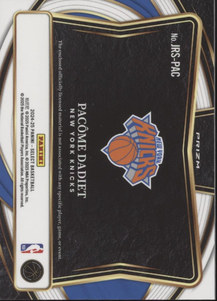Pacome Dadiet 2024-25 Panini Select Prizm Swatch RC #JRS-PAC