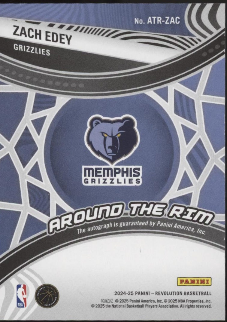 Zach Edey 2024-25 Panini Revolution Around the Rim RC Auto #ATR-ZAC