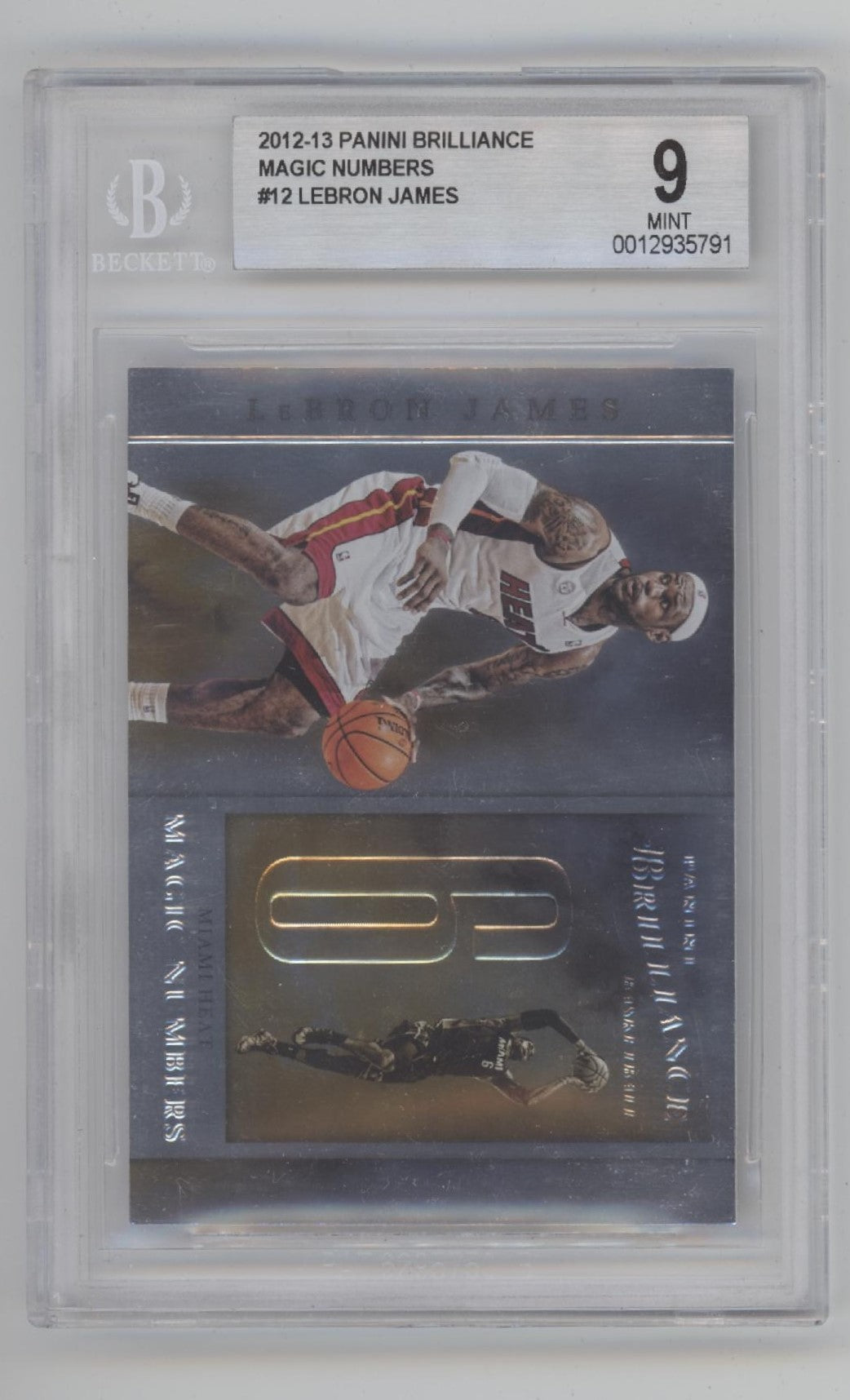 LeBron James 2012-13 Panini Brilliance Magic Numbers #12 Beckett 9