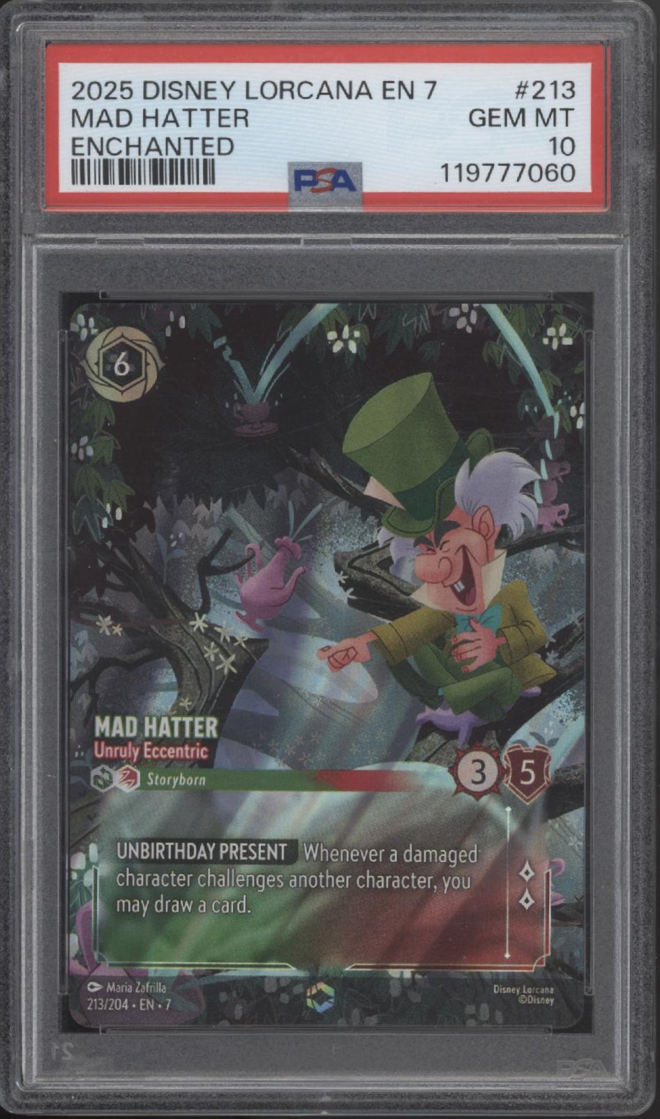 Mad Hatter Unruly Eccentric Disney Lorcana Archazia's Island Enchanted PSA 10