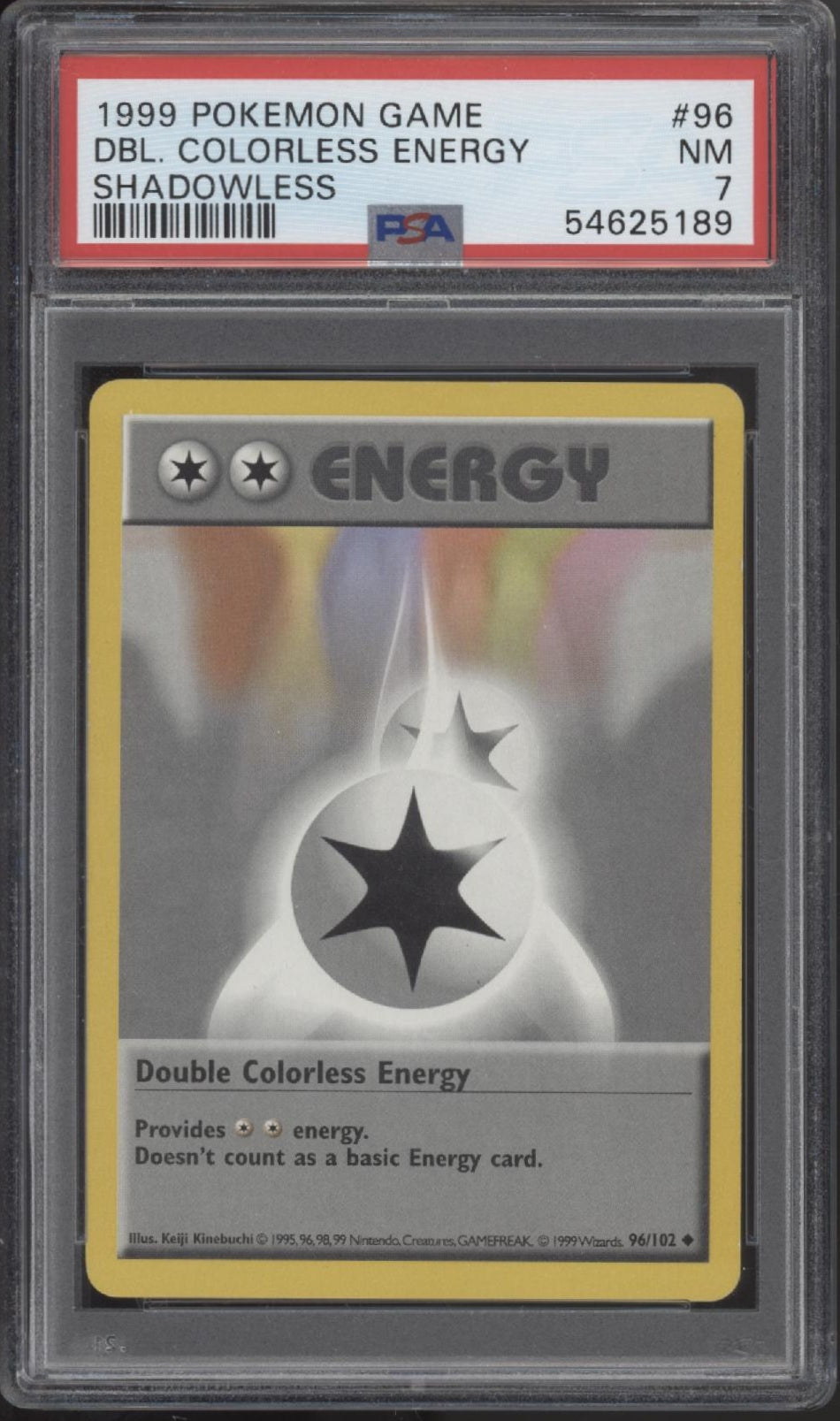 Double Colorless Energy Pokemon Base Set Shadowless #96 PSA 7