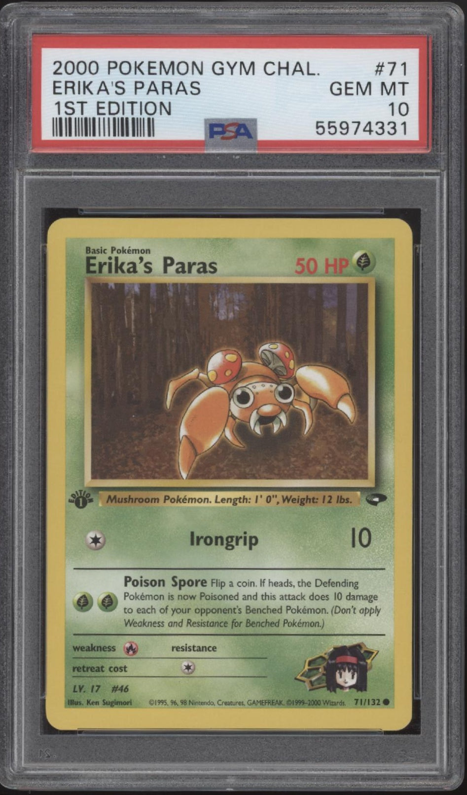 Erika's Paras Pokemon Gym Challenge 1st Edition #71 PSA 10