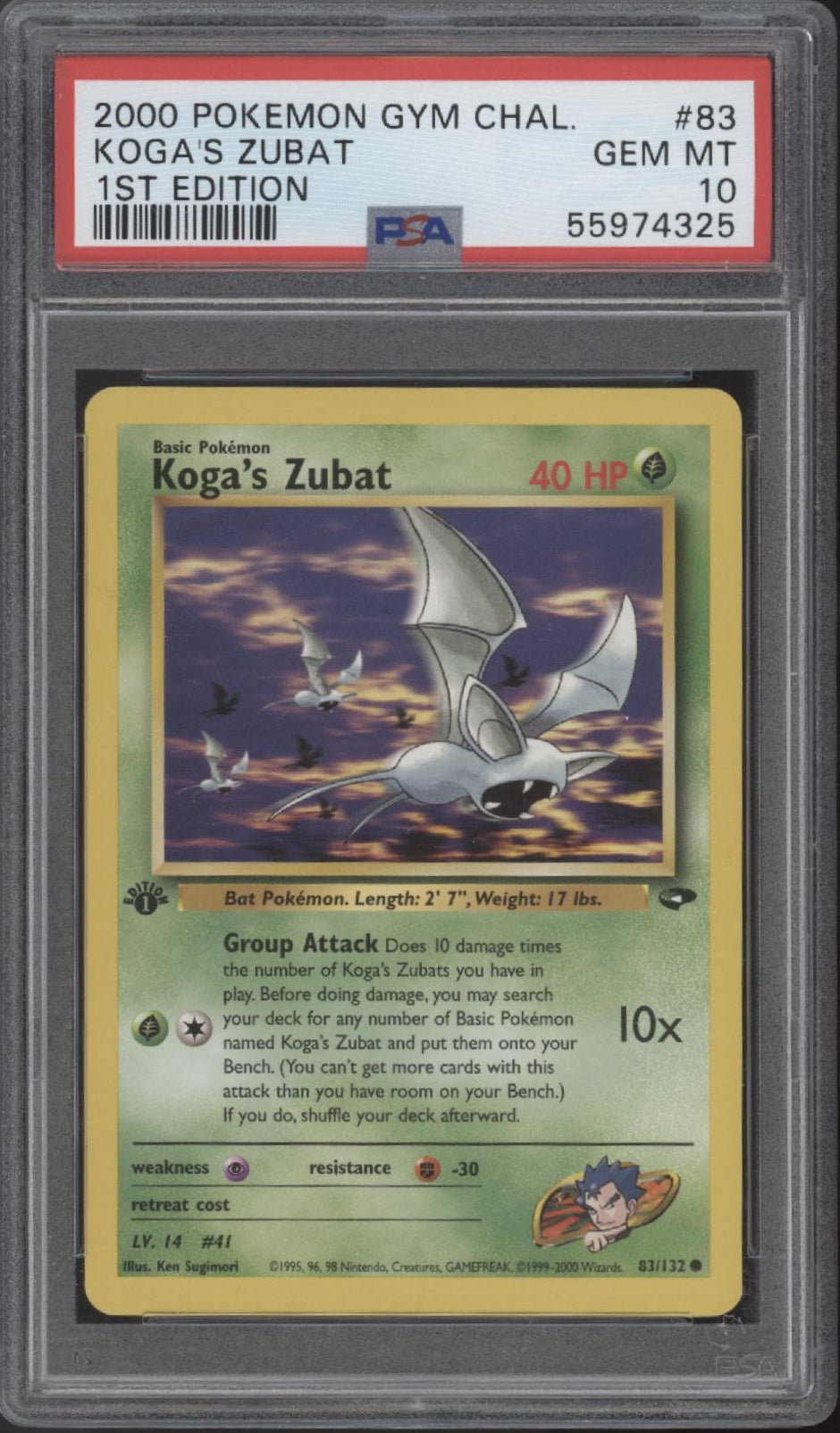 Koga's Zubat Pokemon Gym Challenge 1st Edition #83 PSA 10