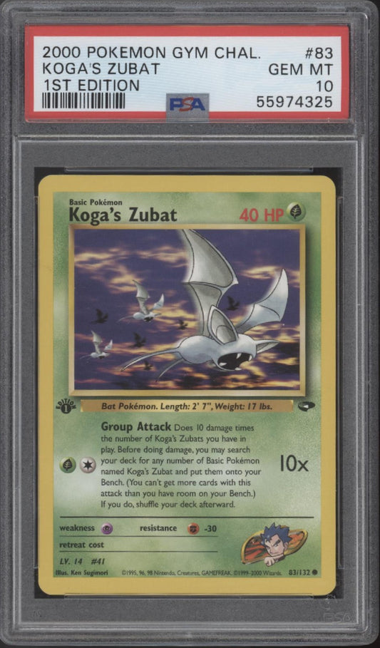 Koga's Zubat Pokemon Gym Challenge 1st Edition #83 PSA 10