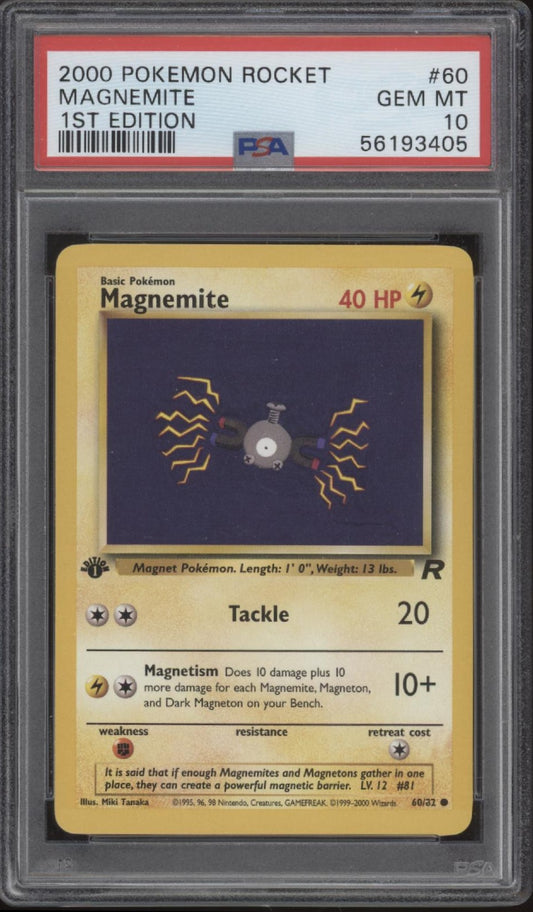 Magnemite Pokemon Team Rocket 1st Edition #60 PSA 10