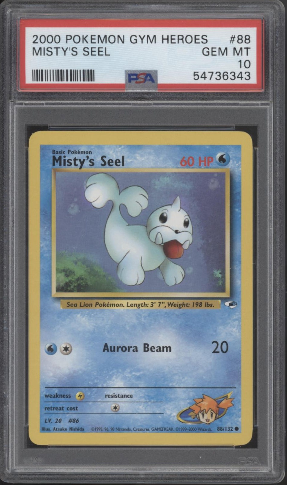 Misty's Seel Pokemon Gym Heroes #88 PSA 10