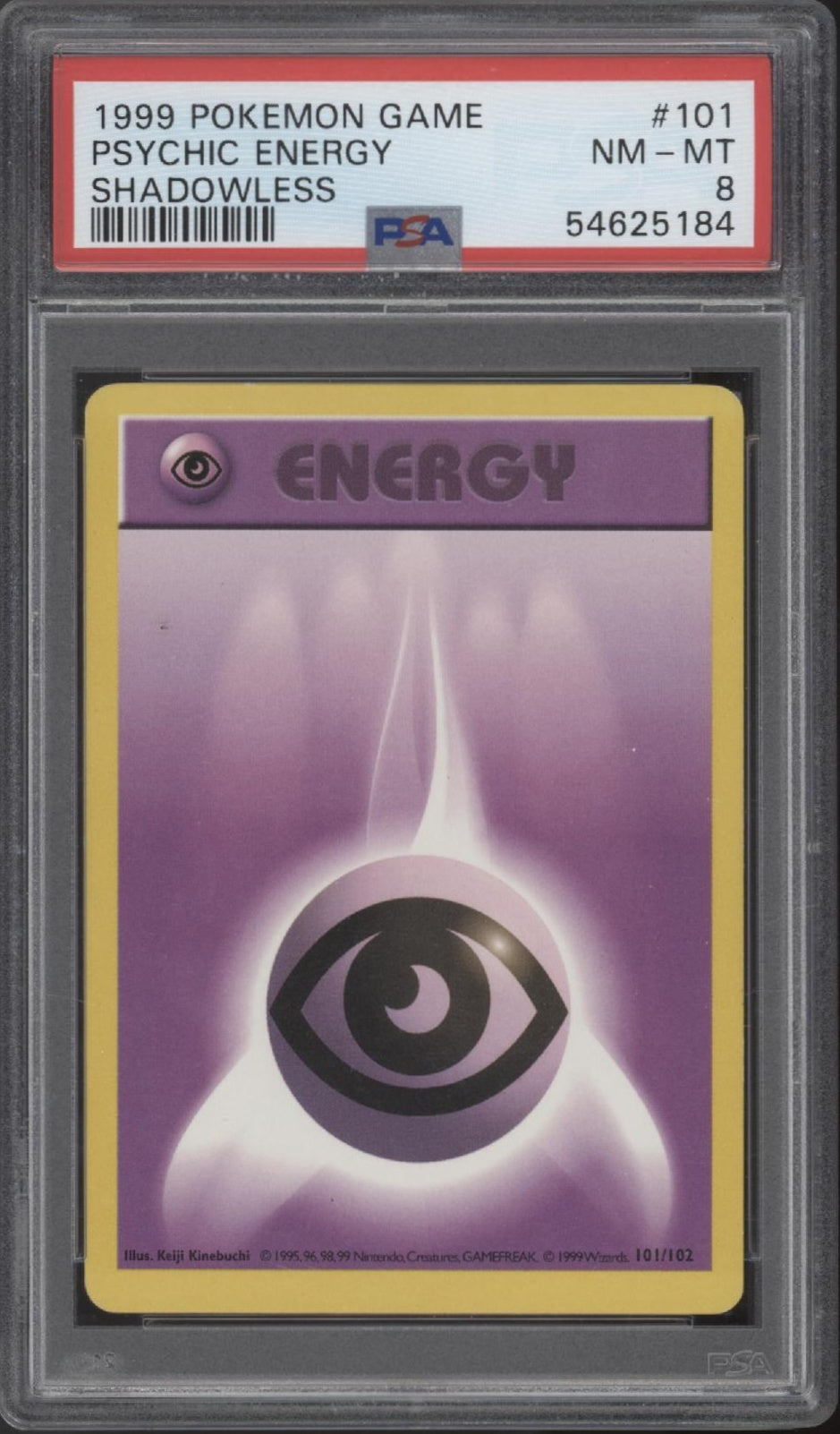 Psychic Energy Pokemon Base Set Shadowless #101 PSA 8