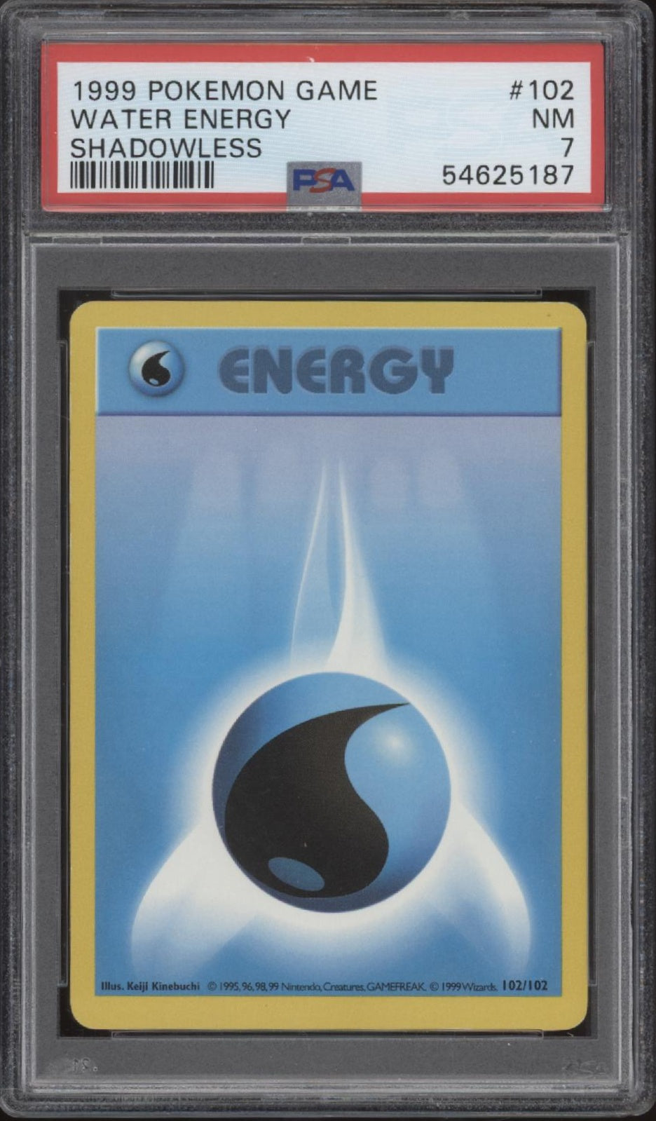 Water Energy Pokemon Base Set Shadowless #102 PSA 7