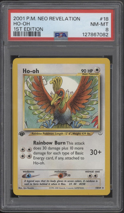 Ho-Oh Pokemon Neo Revelation 1st Edition #18 PSA 8