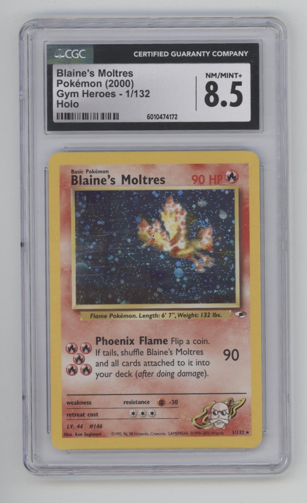 Blaine's Moltres Pokemon Gym Heroes Holo #1 CGC 8.5