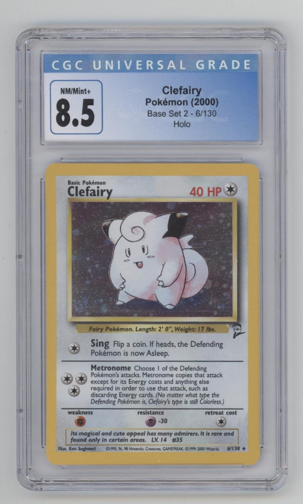 Clefairy Pokemon Base Set 2 Holo #6 CGC 8.5