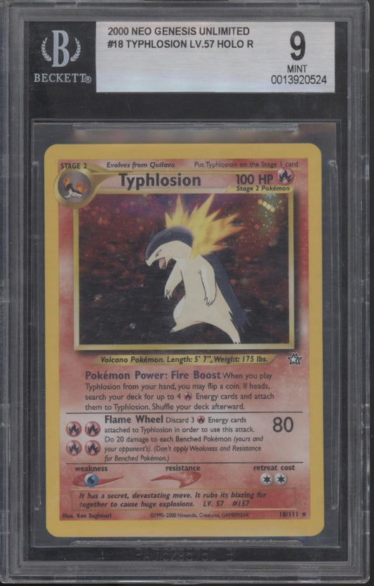Typhlosion Pokemon Neo Genesis Holo #18 Beckett 9
