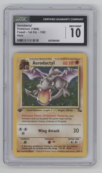 holographic aerodactyl pokemon card Fossil Holo 1st Edition #1 CGC 10 Options:201/165 (NM) (Holofoil) - SV: Scarlet & Violet 151 (MEW) Rayquaza Pokémon Card proof acrylic case and YuGiOh Trading Card Game