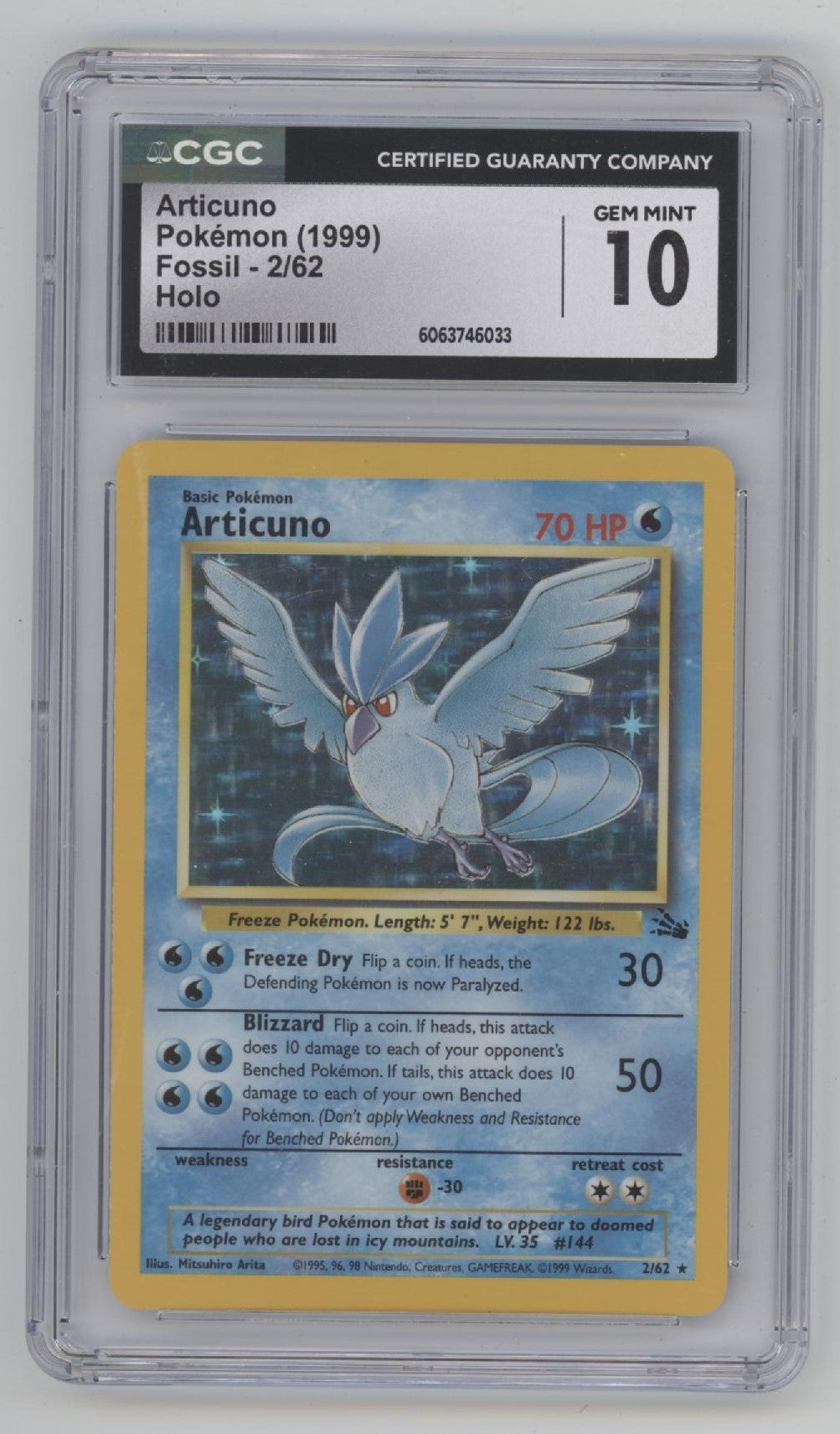 Articuno Pokemon Fossil Holo #2 CGC 10