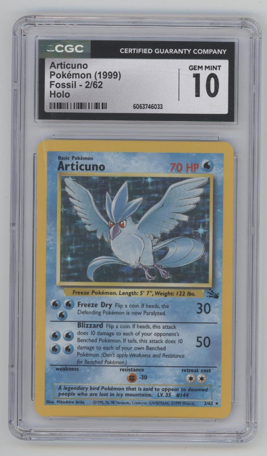 Articuno Pokemon Fossil Holo #2 CGC 10