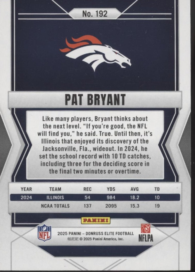Pat Bryant 2025 Panini Donruss Elite Red RC 16/99 #192