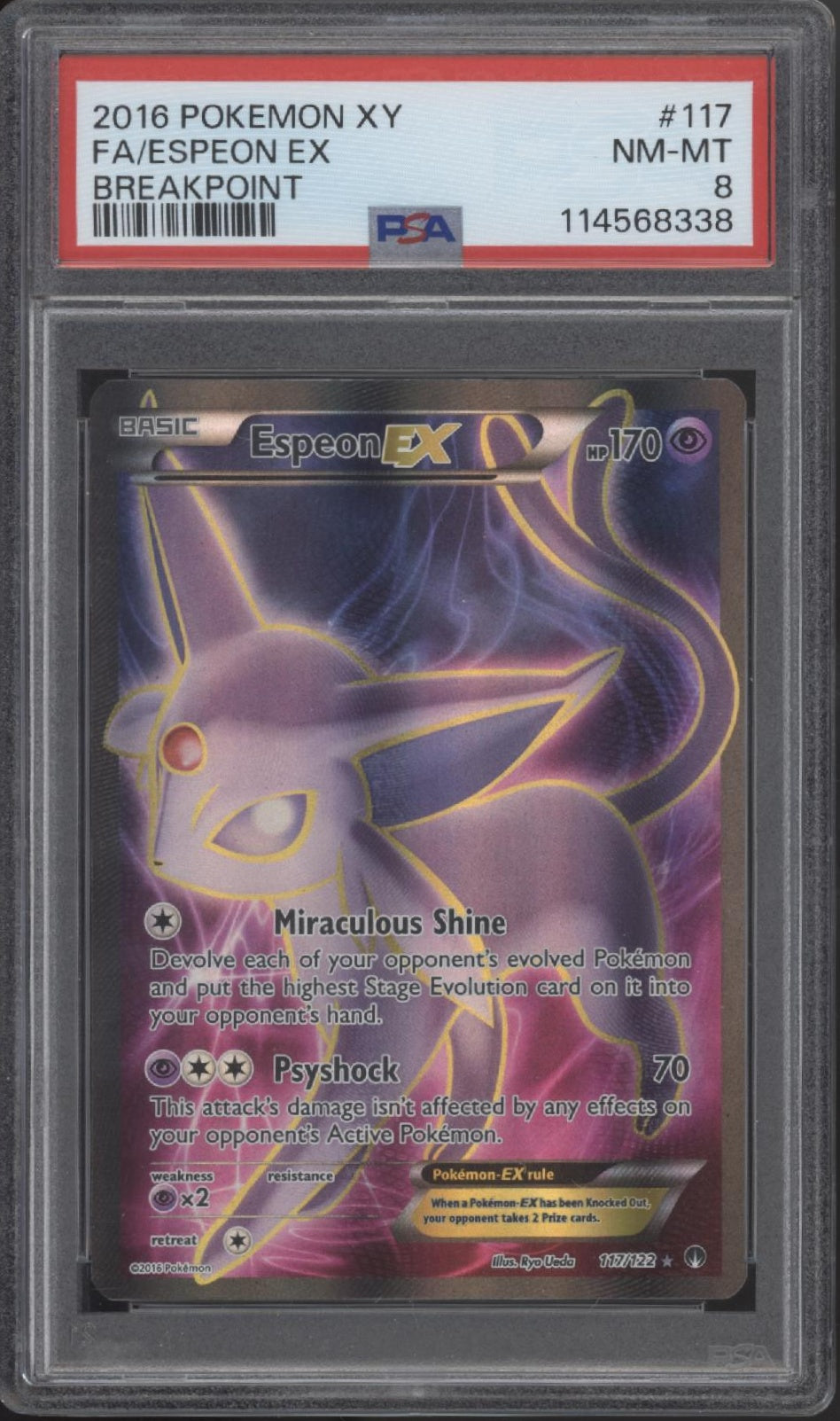 Espeon ex Pokemon Breakpoint Full Art #117 PSA 8