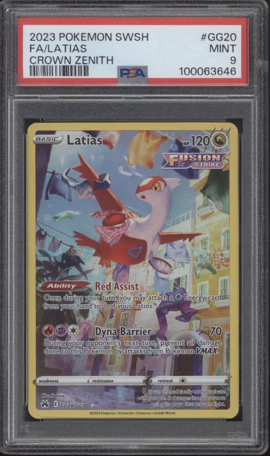 Lastias Pokemon Crown Zenith Full Art #GG20 PSA 9