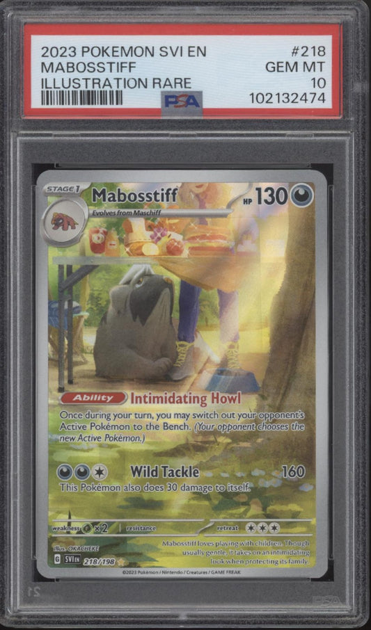 Mabosstiff Pokemon Scarlet & Violet Illustration Rare #218 PSA 10