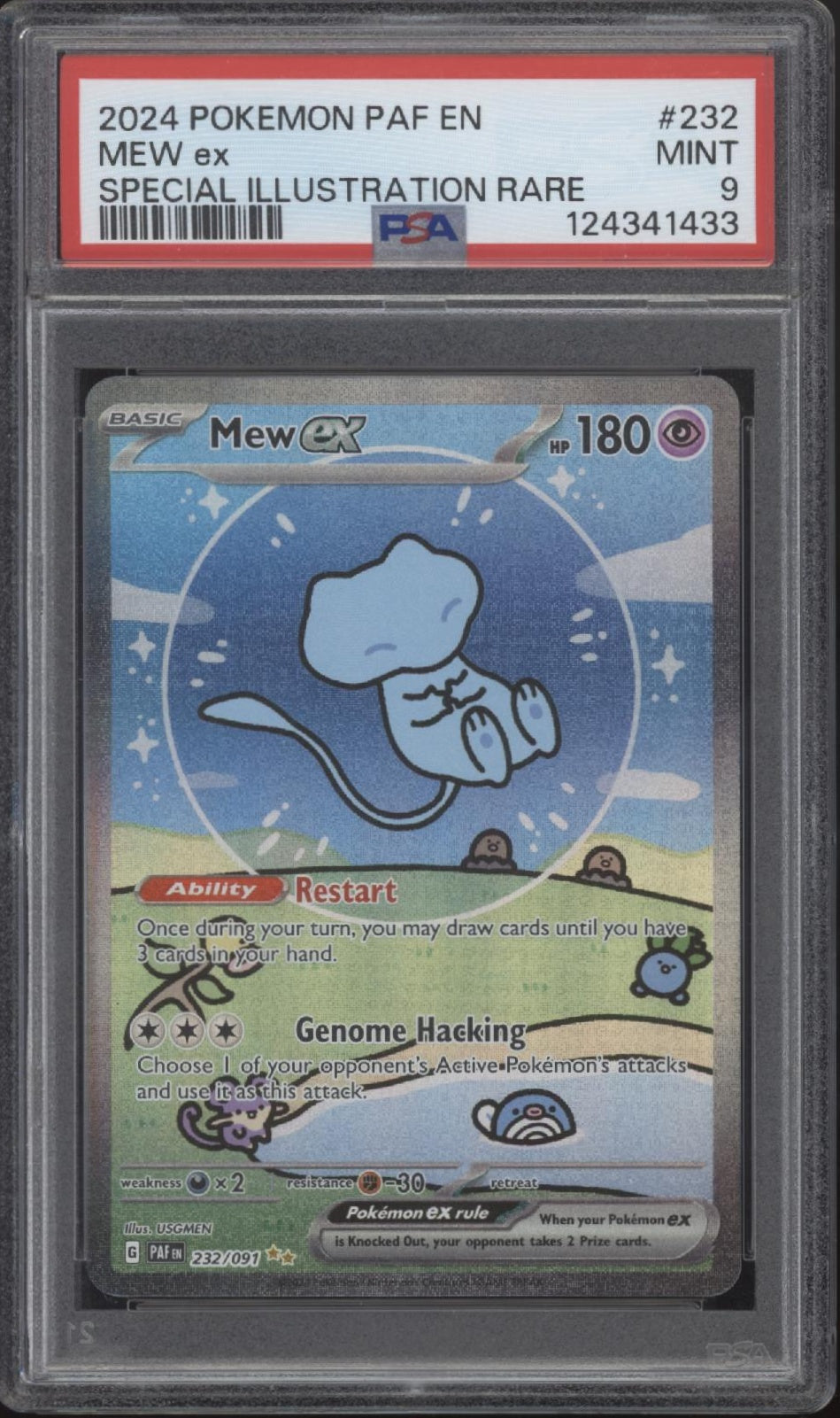 Mew ex Pokemon Paldean Fates Special Illustration Rare #232 PSA 9