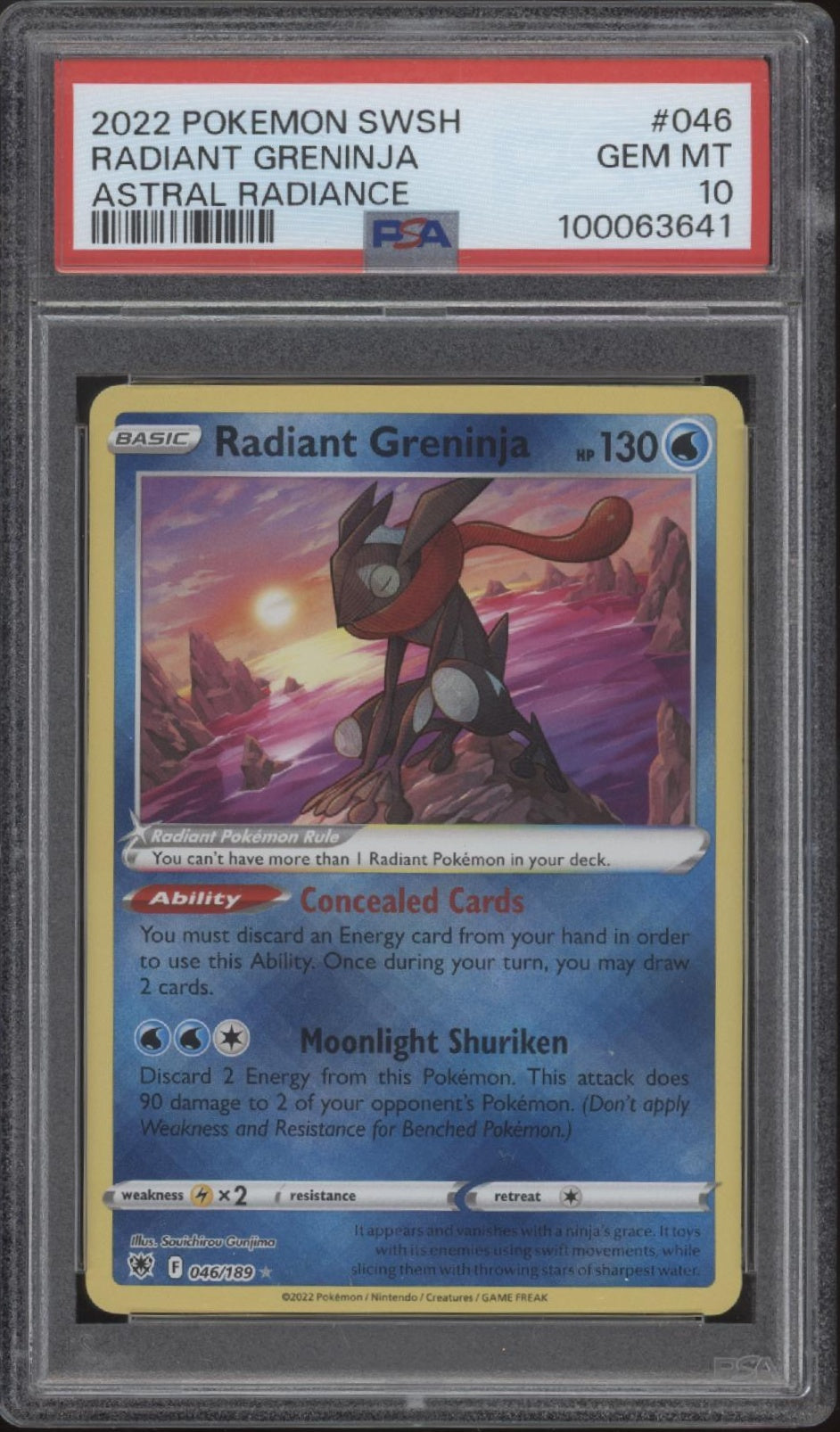 Radiant Greninja Pokemon Astral Radiance #046 PSA 10